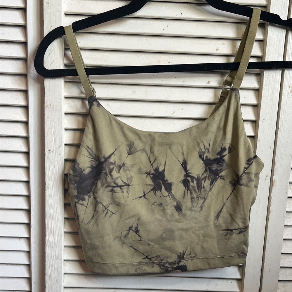 Alphalete Olive Tie-Dye Camisole Crop Top Size Small
